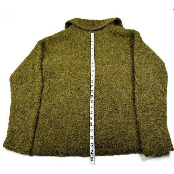 Tabask Handcrafted Alpaca Green Cardigan Sweater Single Button Womens Large Peru - Picture 9 of 11